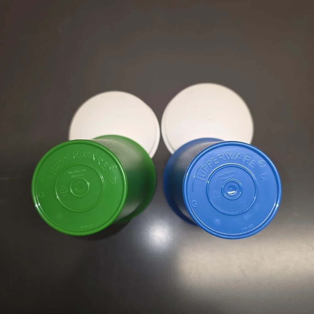VTG Tupperware 7 Oz Sippy Cups Set Green Blue White Dome Lids BPA‎ Free
